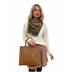 На фото 3 - Женская сумка тоут из натуральной кожи, цвет светло коричневый