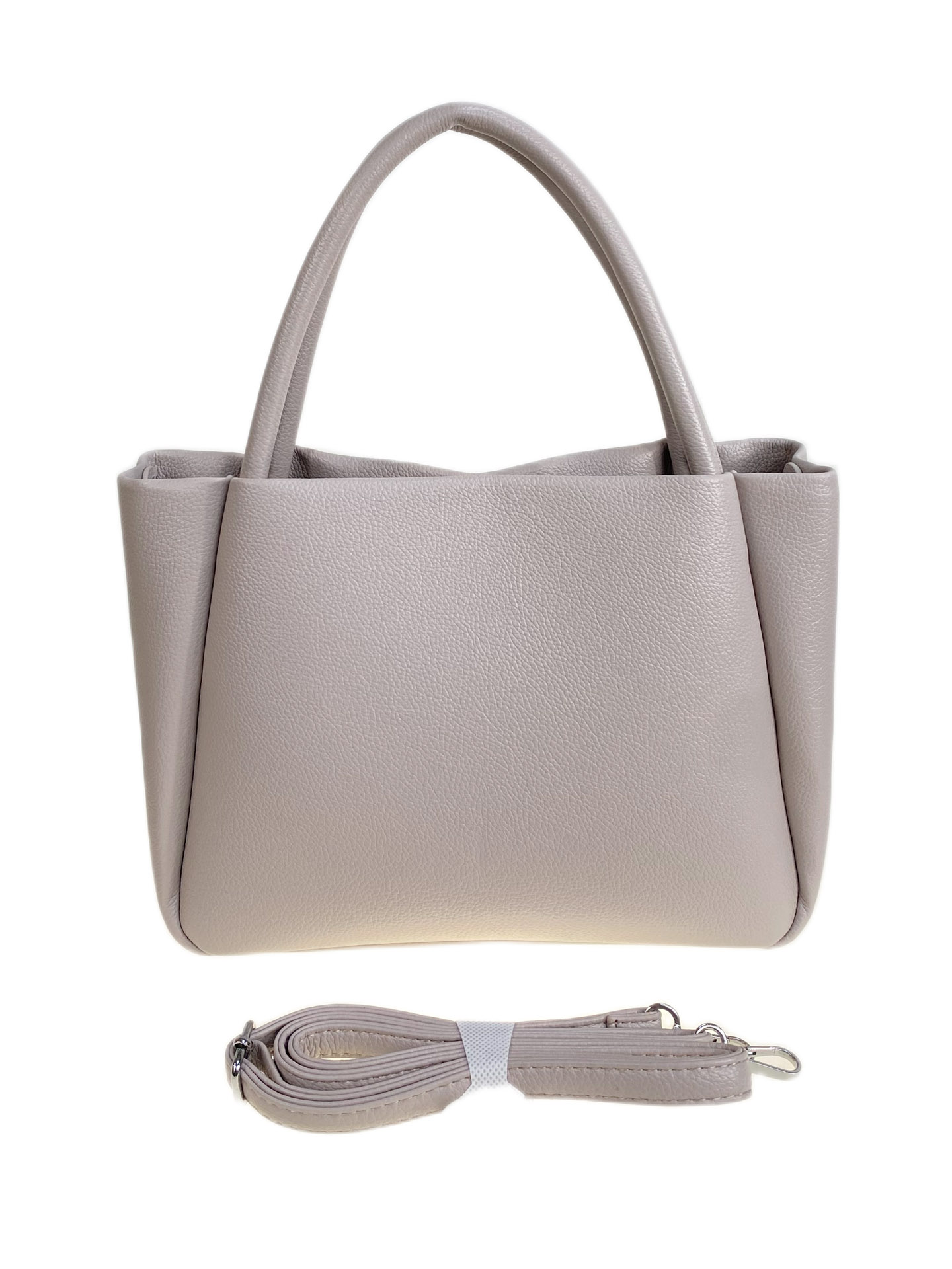 На фото 2 - Женская сумка из искусственной кожи, цвет серо-белый