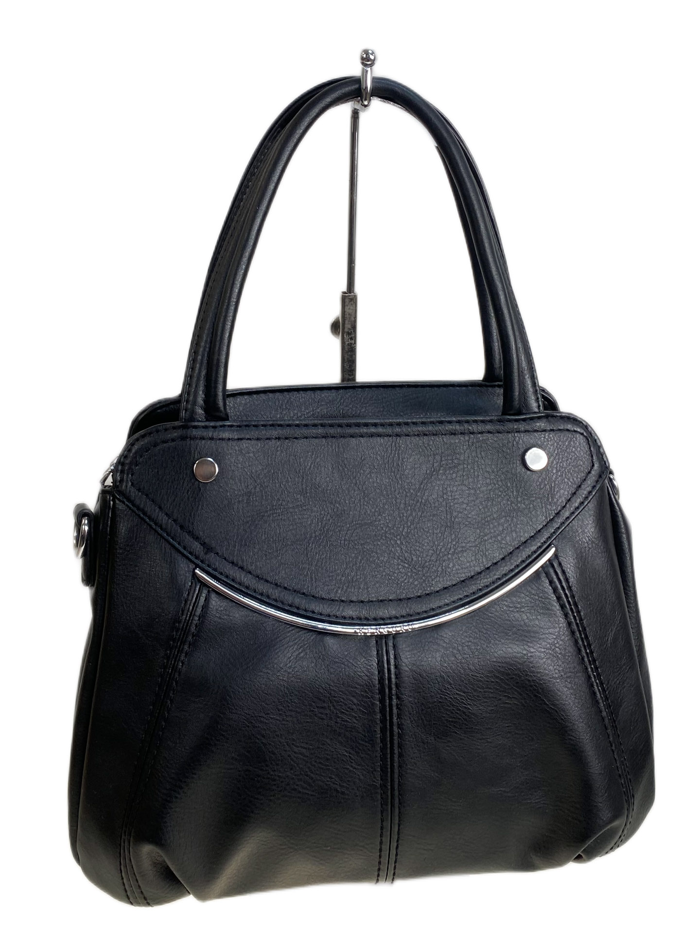 На фото 1 - Женская сумка из искусственной кожи, цвет черный