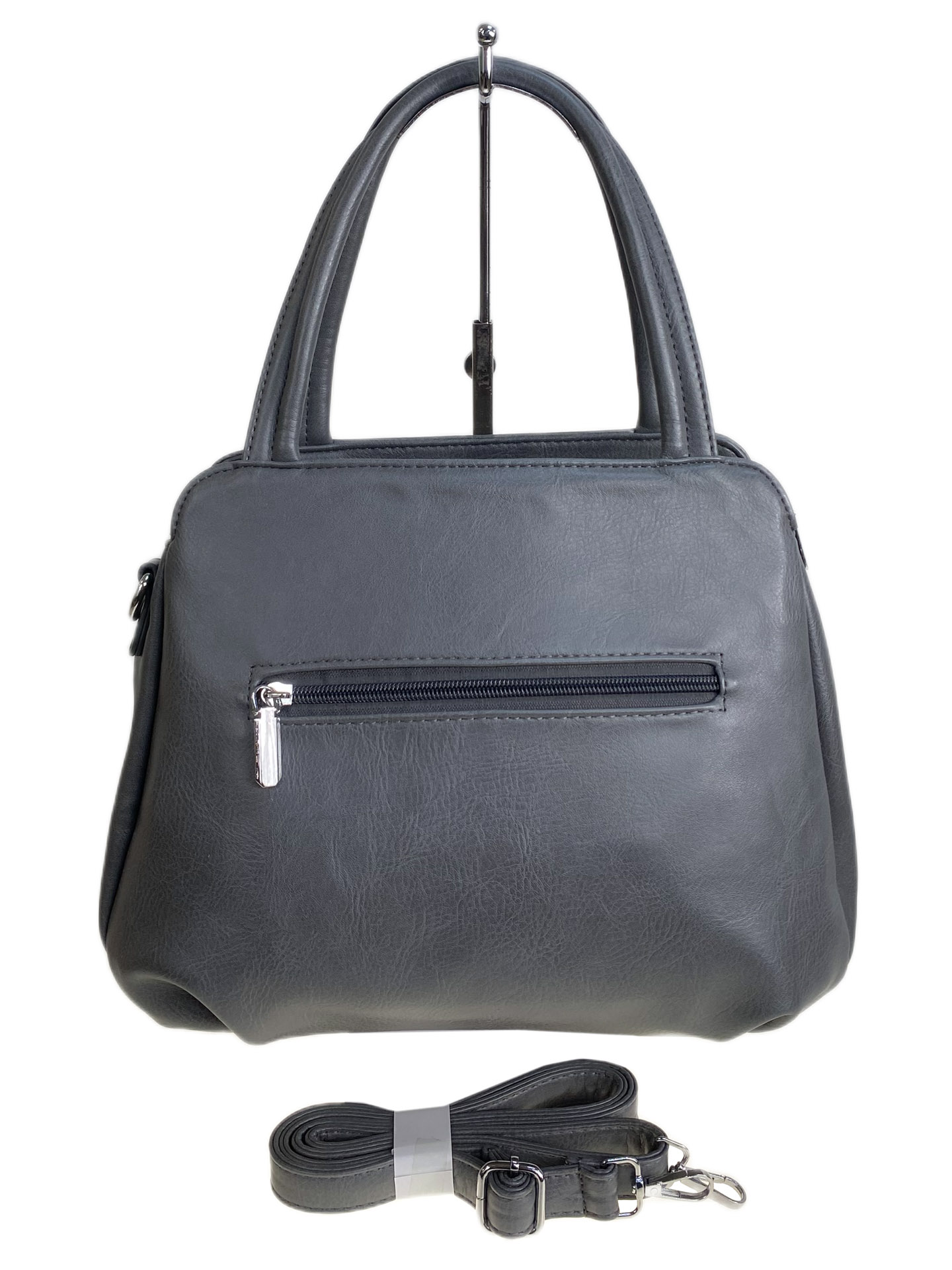 На фото 2 - Женская сумка из искусственной кожи, цвет серый