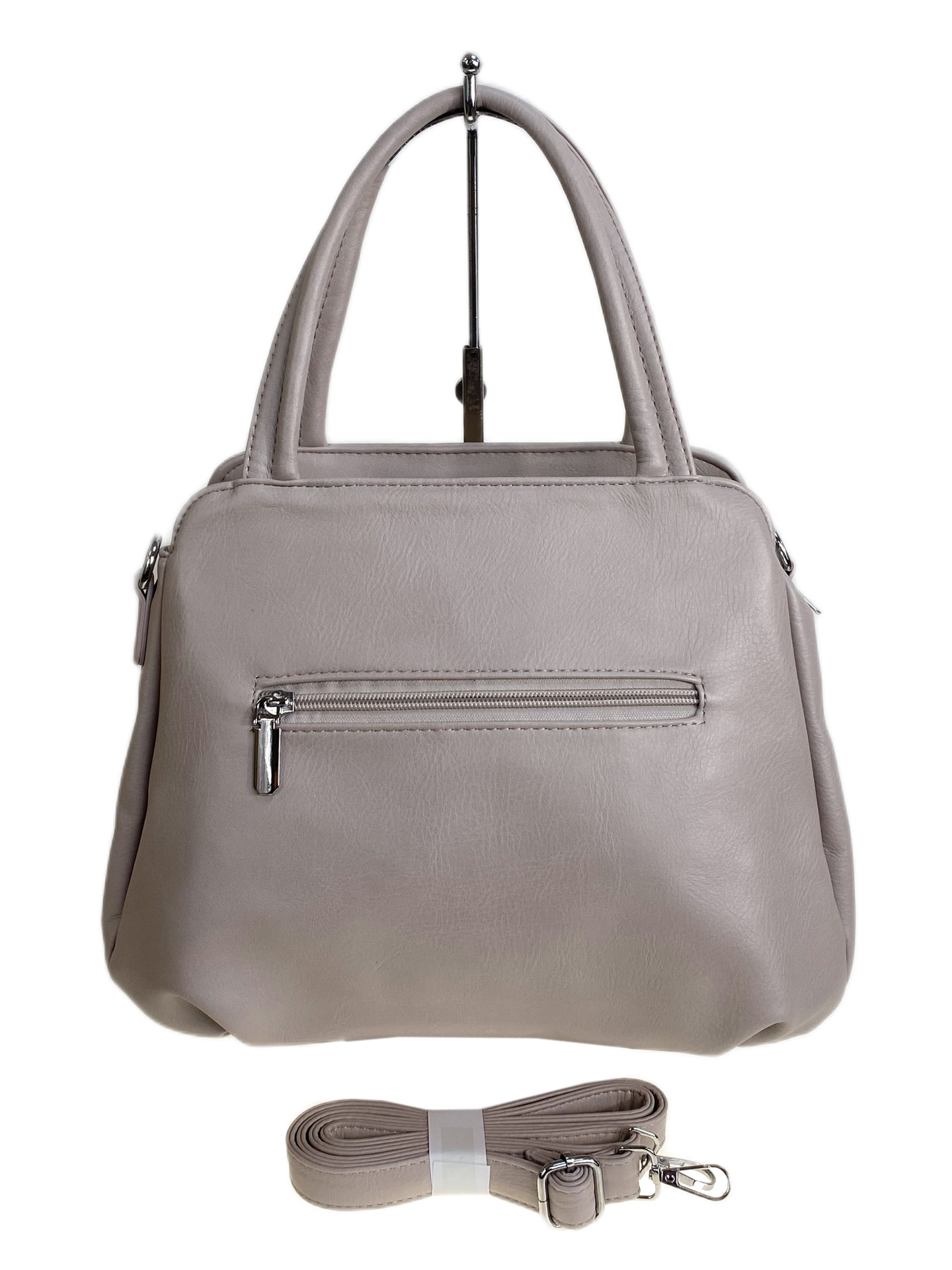 На фото 2 - Женская сумка из искусственной кожи, цвет серо-белый