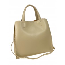 На фото 1 -  Женская сумка тоут из натуральной кожи, цвет бежевый