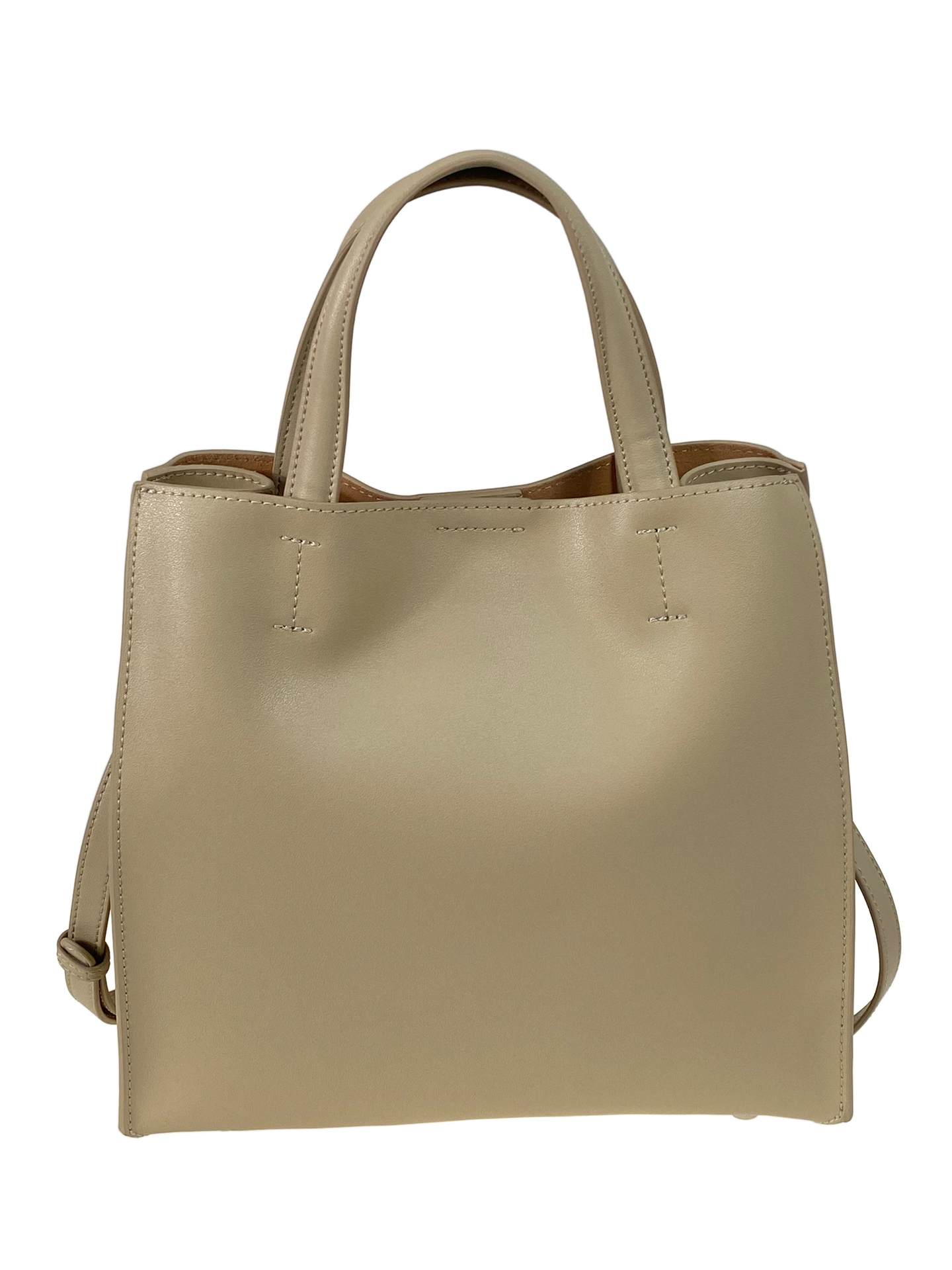 На фото 2 -  Женская сумка тоут из натуральной кожи, цвет бежевый