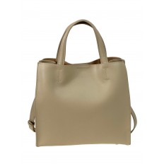 На фото 2 -  Женская сумка тоут из натуральной кожи, цвет бежевый