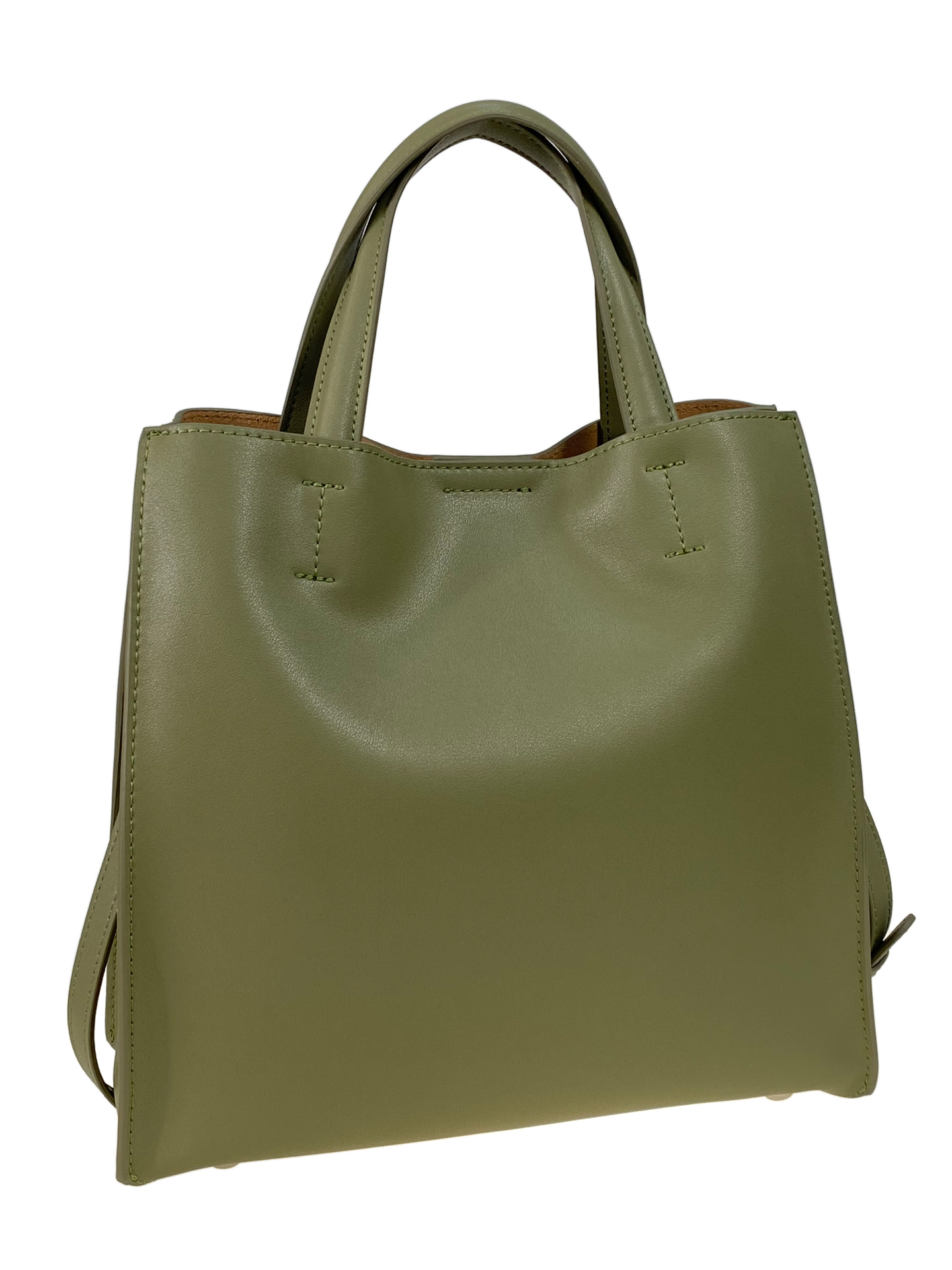 На фото 1 -  Женская сумка тоут из натуральной кожи, цвет зеленый
