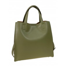 На фото 1 -  Женская сумка тоут из натуральной кожи, цвет зеленый