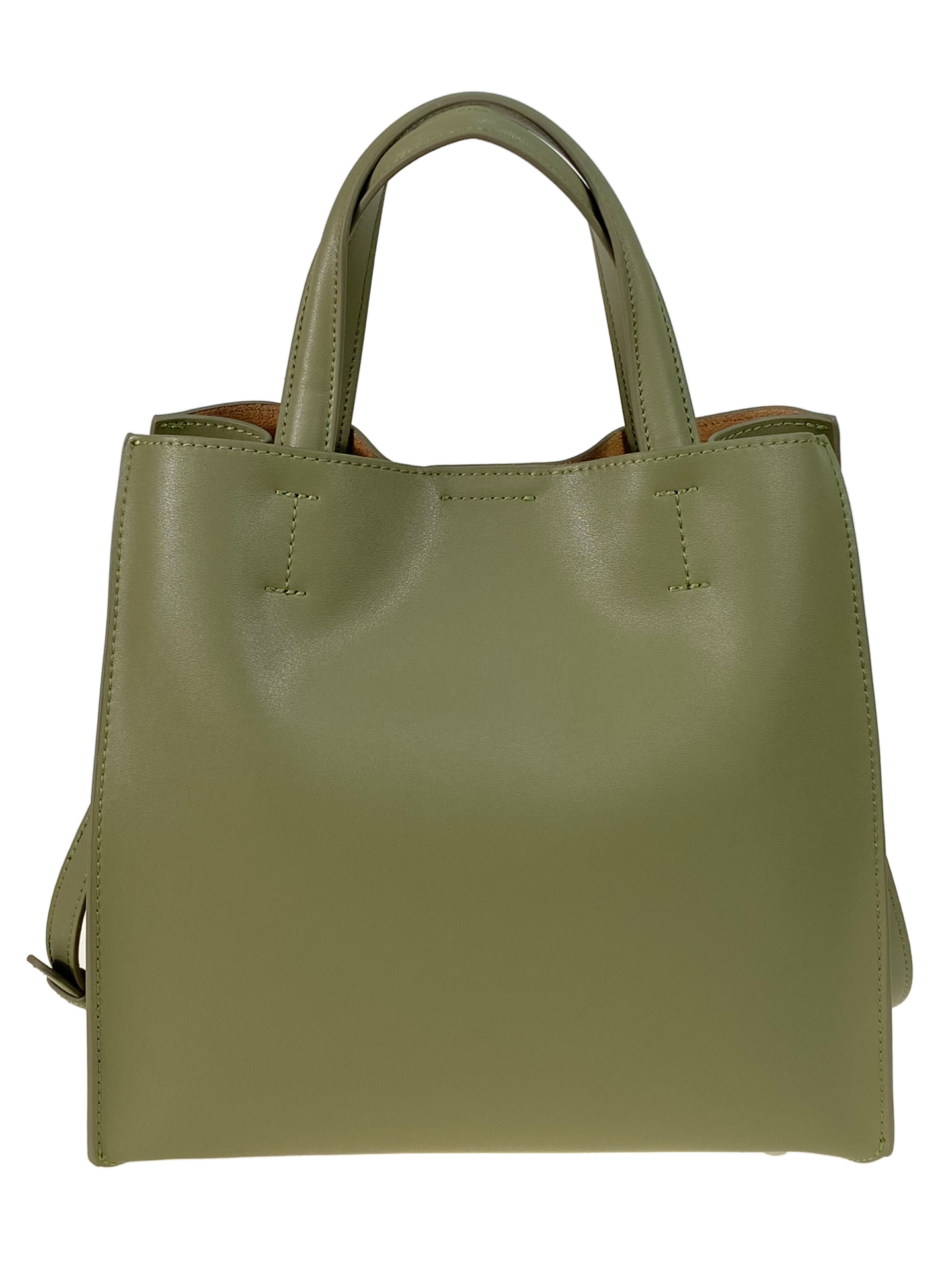 На фото 2 -  Женская сумка тоут из натуральной кожи, цвет зеленый