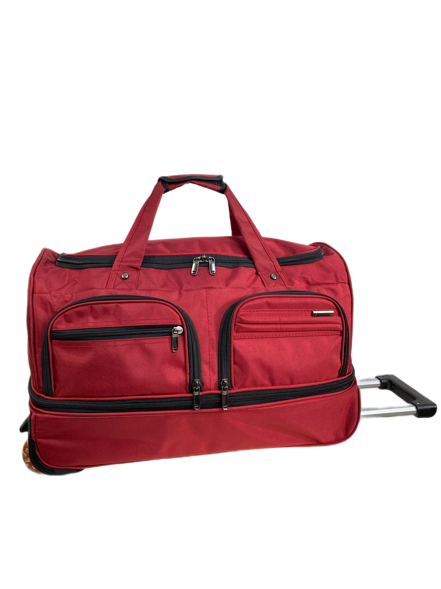 На фото 1 - Сумка дорожная на колесах c выдвижной ручкой, цвет красный