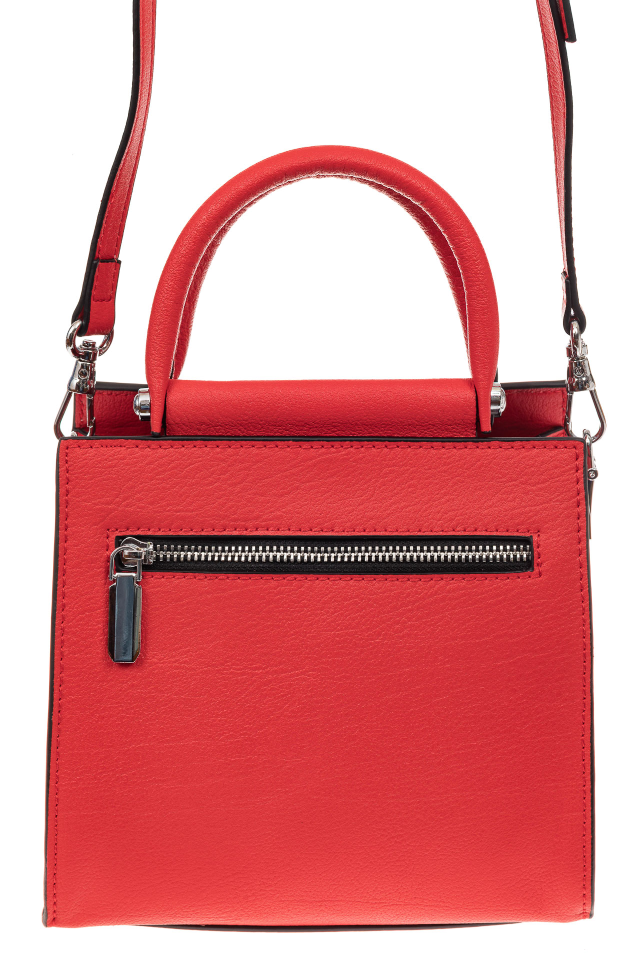 На фото 2 - Классическая женская сумка из натуральной кожи, цвет красный