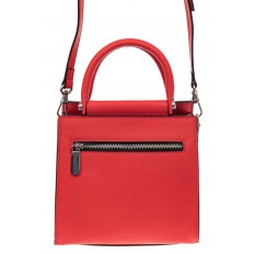 На фото 2 - Классическая женская сумка из натуральной кожи, цвет красный