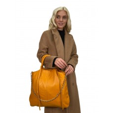 На фото 1 - Женская сумка из натуральной кожи, цвет медовый