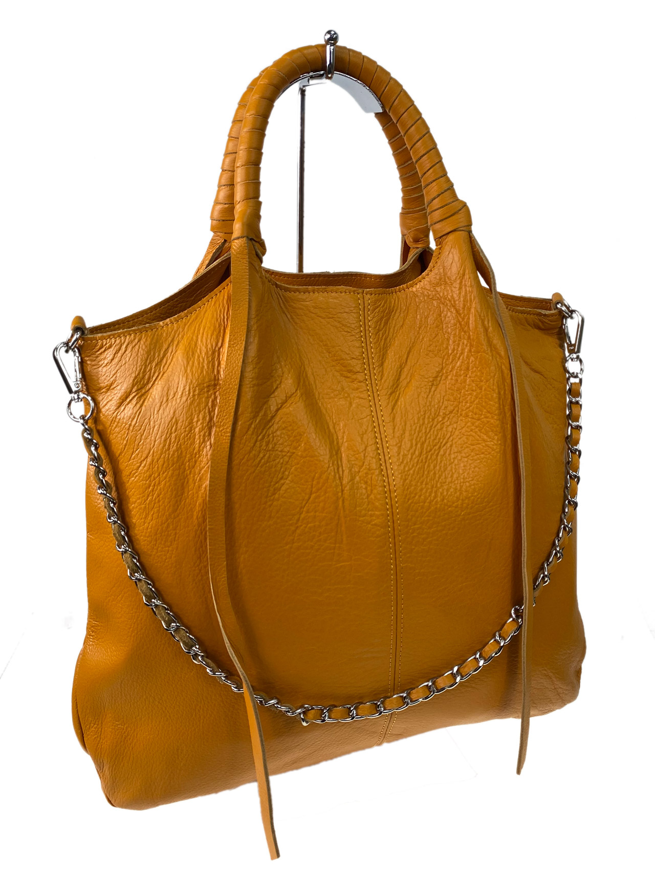 На фото 3 - Женская сумка из натуральной кожи, цвет медовый