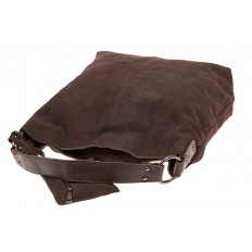 На фото 4 - Большая сумка хобо из натуральной замши, цвет коричневый 111