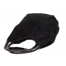 На фото 4 - Замшевая сумка хобо, цвет черный