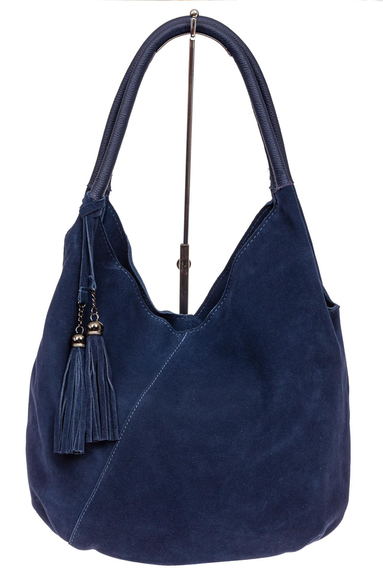 На фото 2 - Замшевая сумка хобо, цвет синий