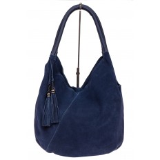 На фото 2 - Замшевая сумка хобо, цвет синий