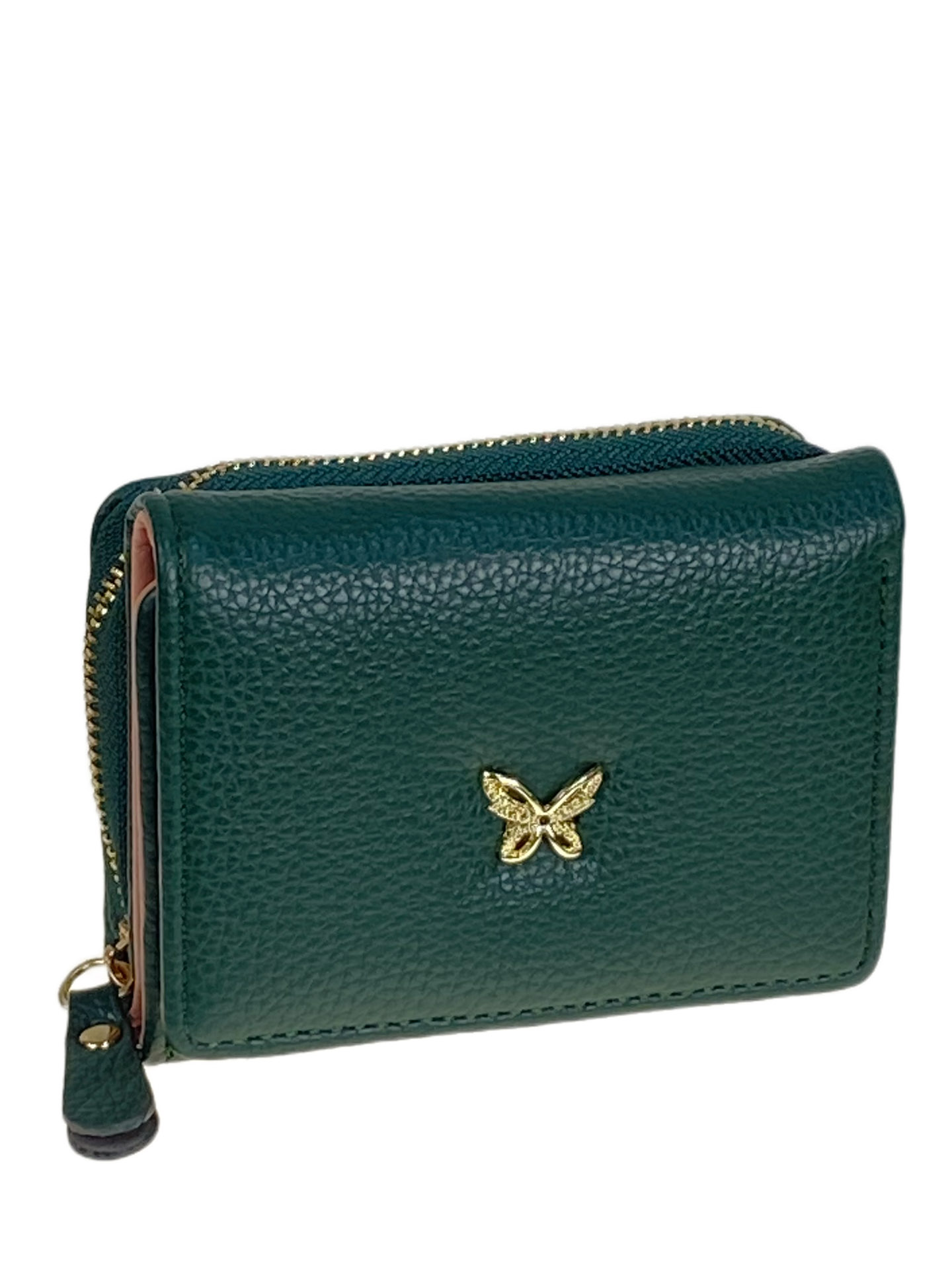 На фото 1 - Женское портмоне из искусственной кожи, цвет зеленый