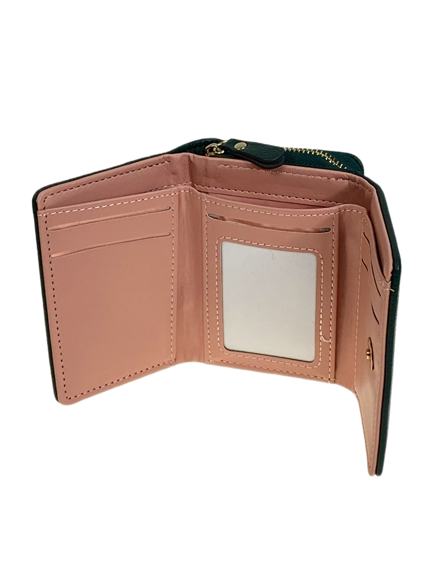 На фото 2 - Женское портмоне из искусственной кожи, цвет зеленый