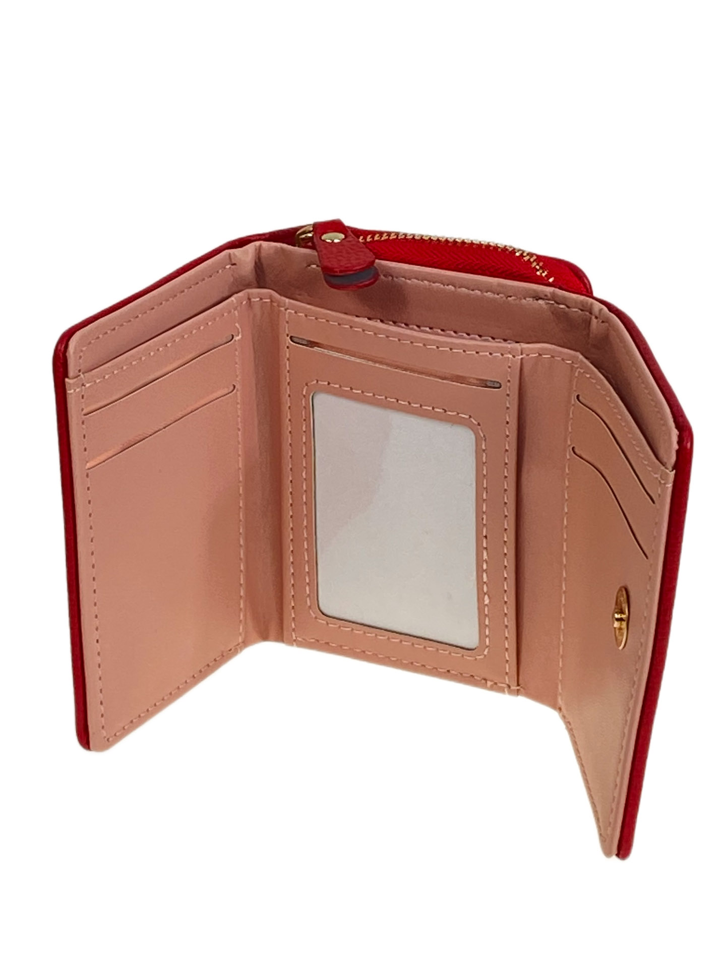 На фото 2 -  Женское портмоне из искусственной кожи, цвет красный