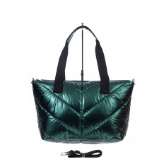 На фото 2 - Cтильная женская сумка-шоппер из водооталкивающей ткани, цвет зеленый