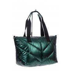 На фото 3 - Cтильная женская сумка-шоппер из водооталкивающей ткани, цвет зеленый