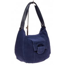 На фото 1 - Замшевая сумка с гортом, цвет синий