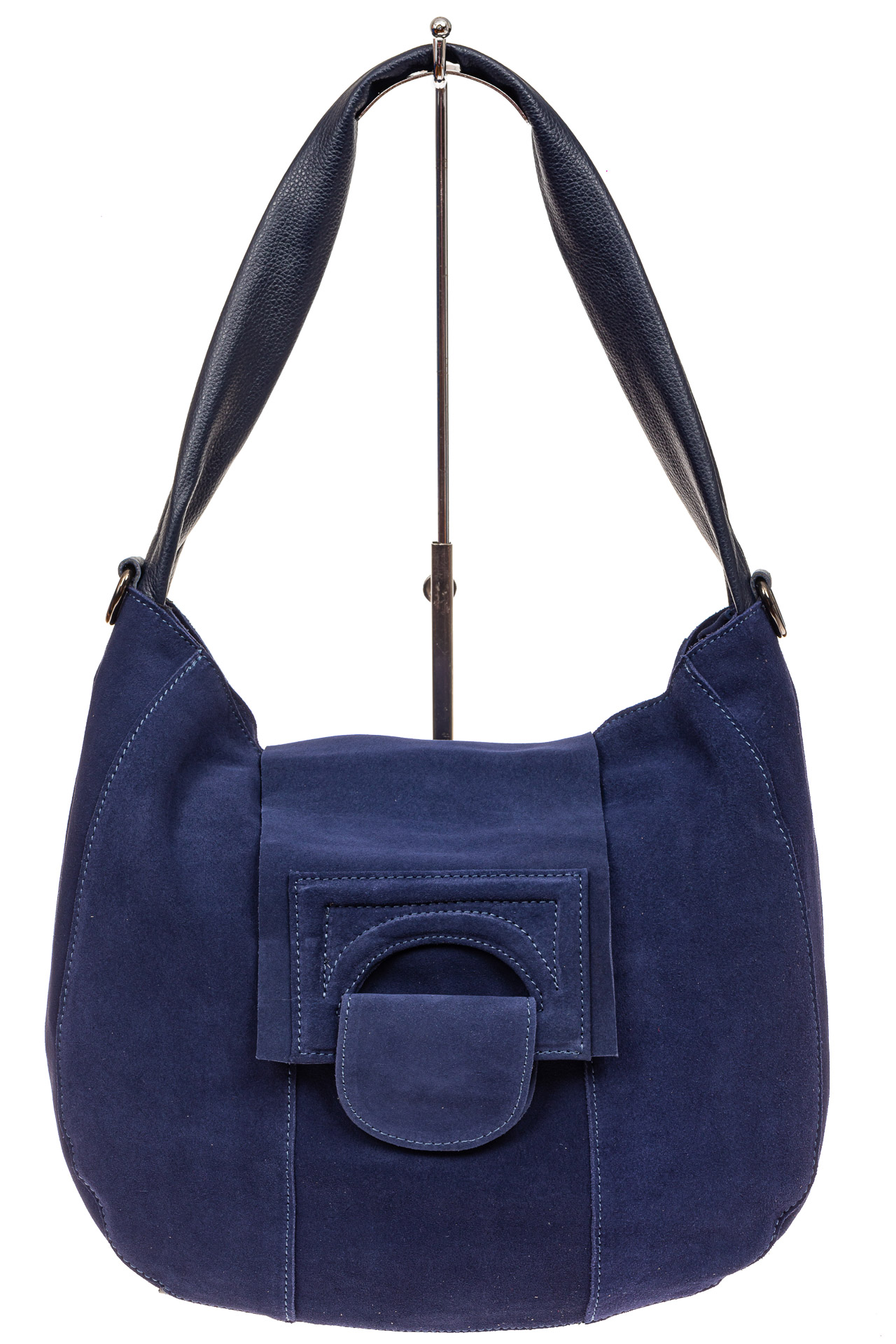 На фото 2 - Замшевая сумка с гортом, цвет синий