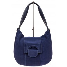 На фото 2 - Замшевая сумка с гортом, цвет синий