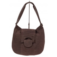 На фото 2 - Замшевая сумка с гортом, цвет коричневый