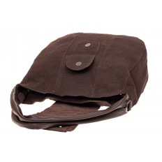 На фото 4 - Замшевая сумка с гортом, цвет коричневый