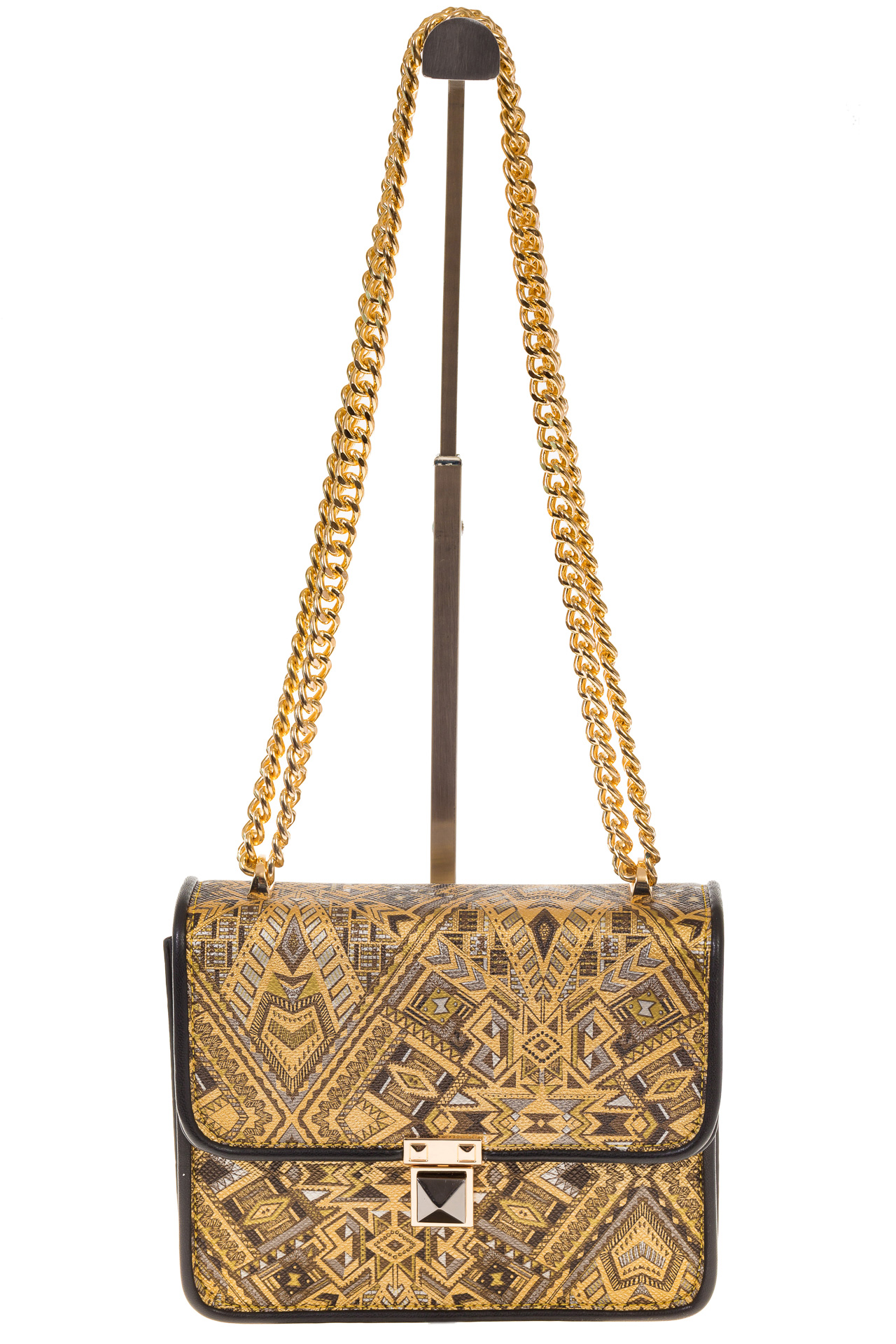 На фото 2 - Золотистая cross-body из искусственной кожи с орнаментом A052MJ5