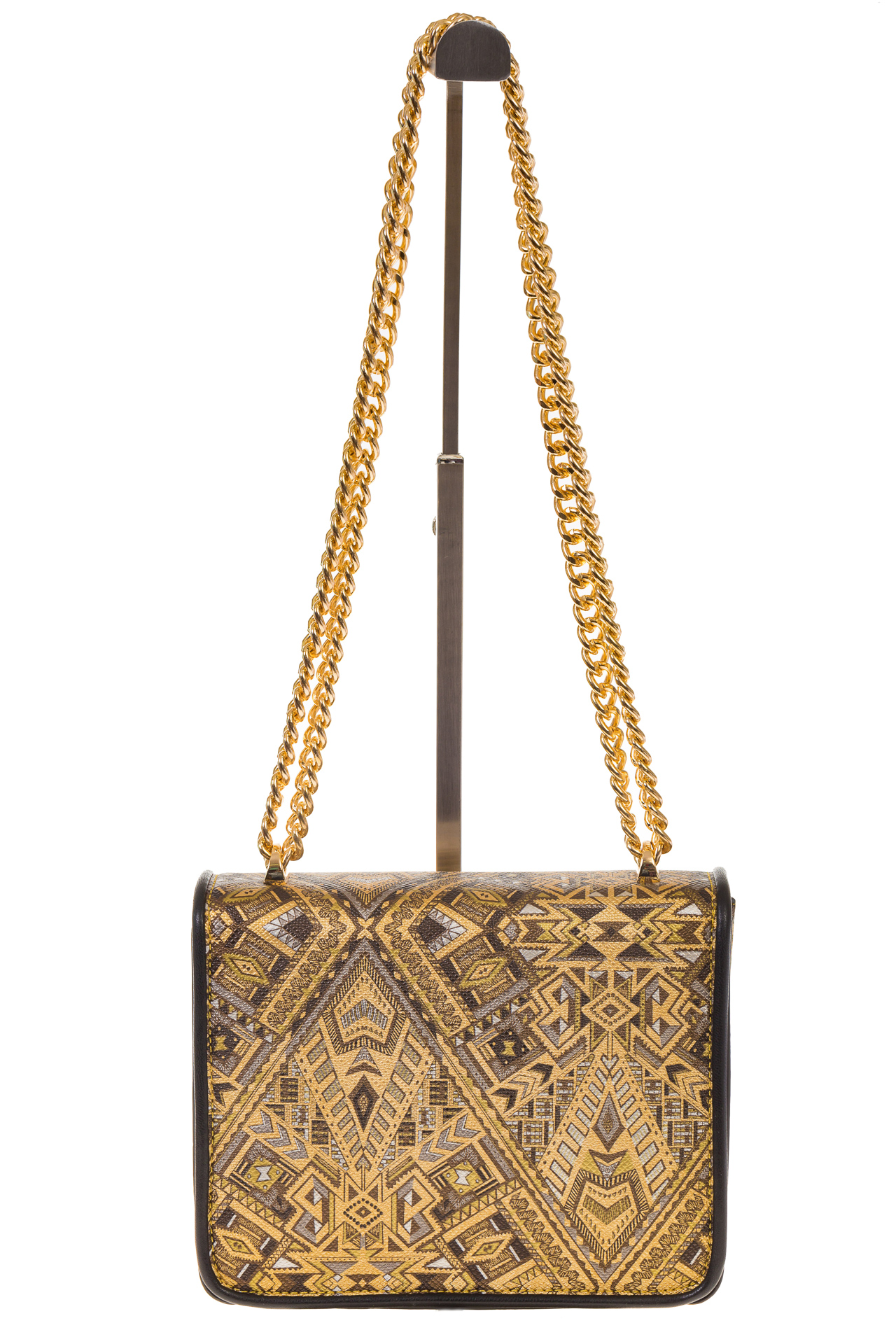 На фото 3 - Золотистая cross-body из искусственной кожи с орнаментом A052MJ5