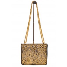 На фото 3 - Золотистая cross-body из искусственной кожи с орнаментом A052MJ5