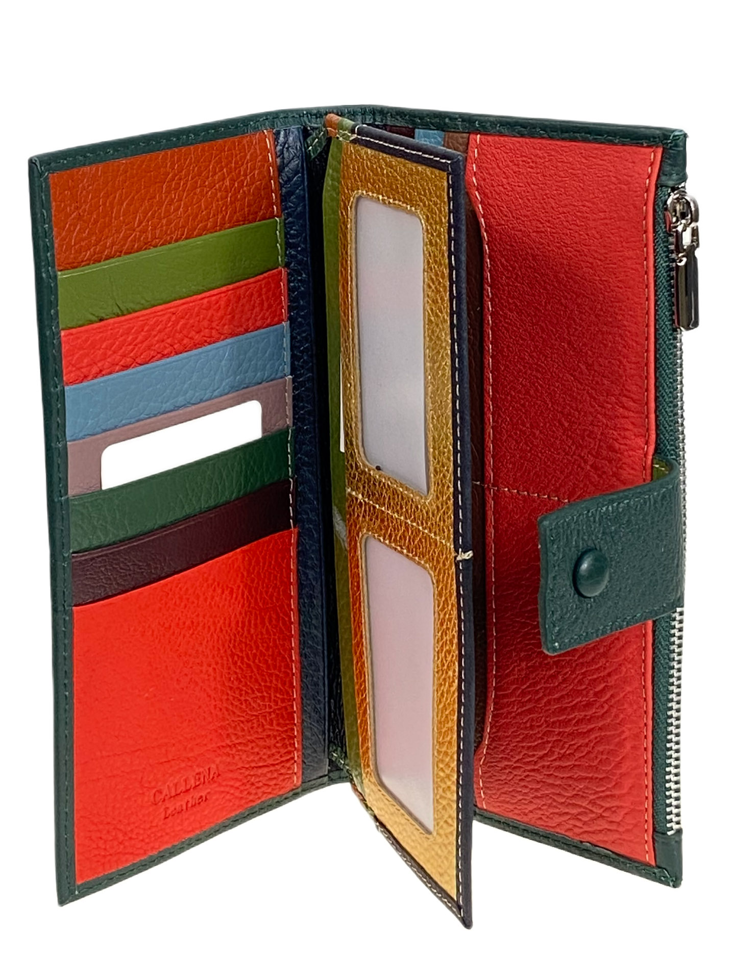 На фото 2 -  Женское портмоне из натуральной кожи, цвет  зеленый