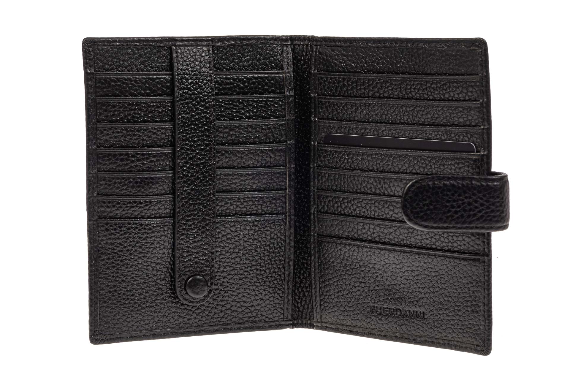 На фото 2 - Мужской кошелек-портмоне из кожи, черный. Размер стандартный