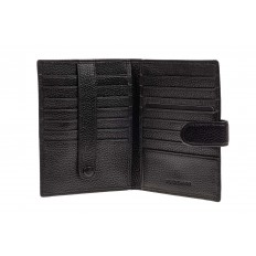 На фото 2 - Мужской кошелек-портмоне из кожи, черный. Размер стандартный