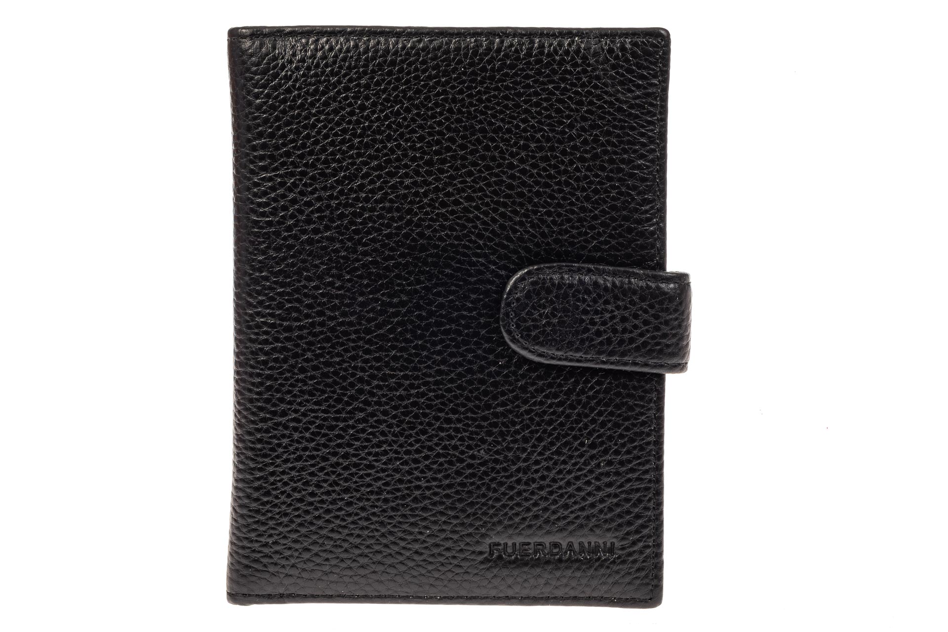 На фото 1 - Мужской кошелек-портмоне из кожи, черный. Размер стандартный