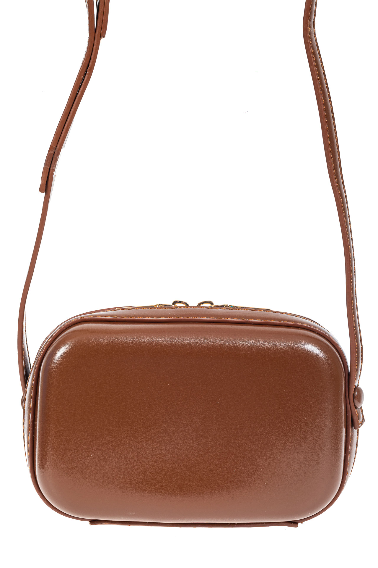 На фото 2 - Женская сумка-малышка с жёстким каркасом из искусственной кожи, цвет коричневый