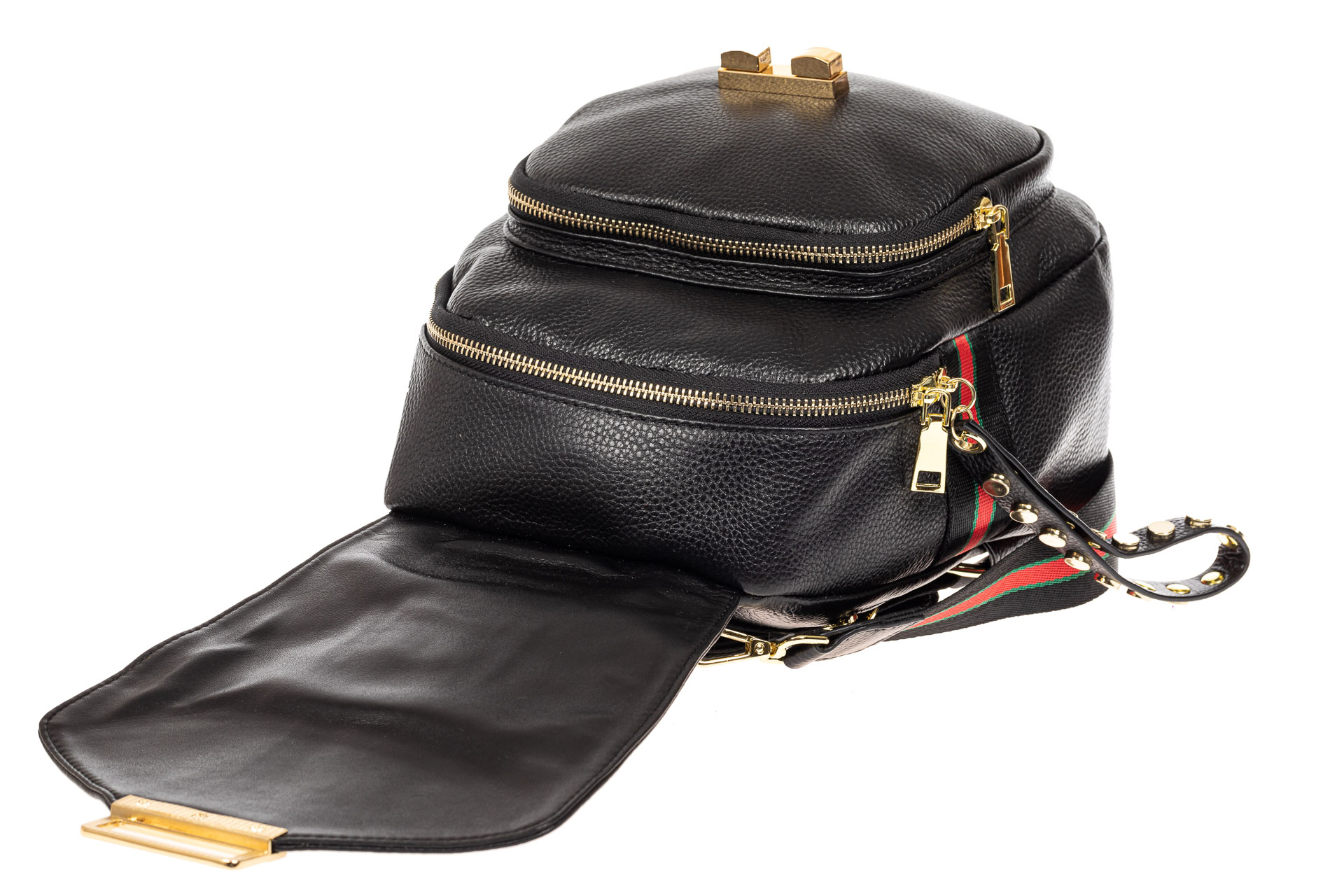 На фото 4 - Женский рюкзак трансформер из натуральной кожи, цвет черный 