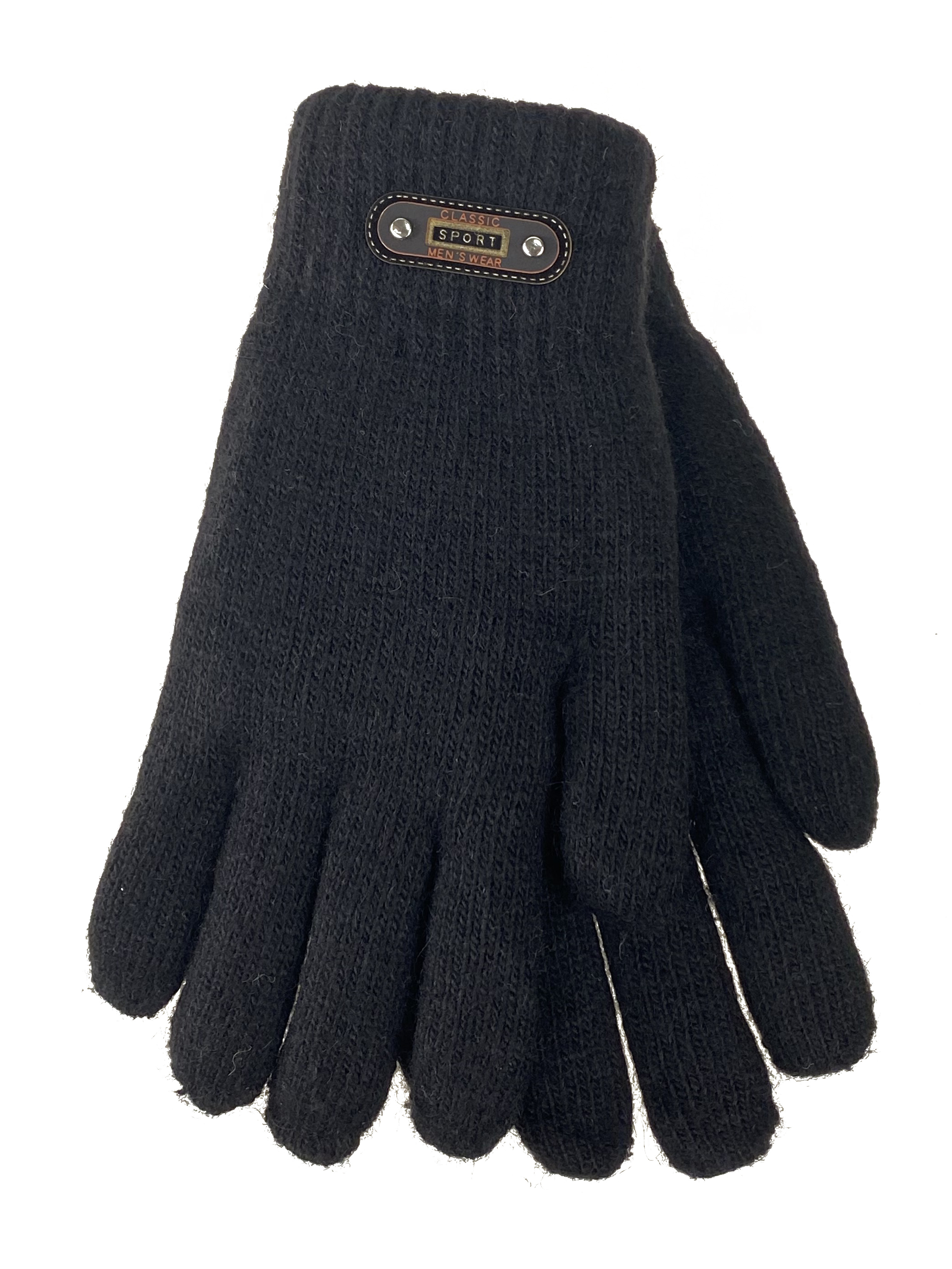На фото 1 - Мужские тёплые перчатки из шерсти, цвет черный