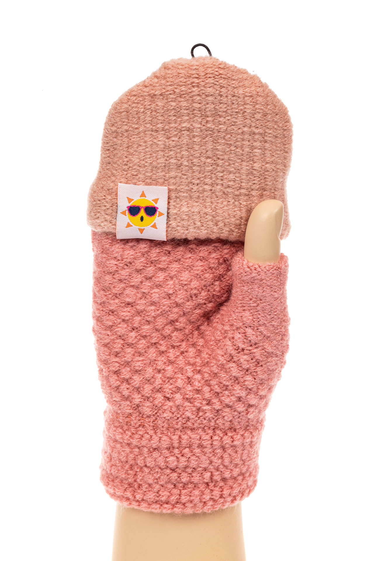 На фото 1 - Перчатки без пальцев женские, митенки, цвет розовый
