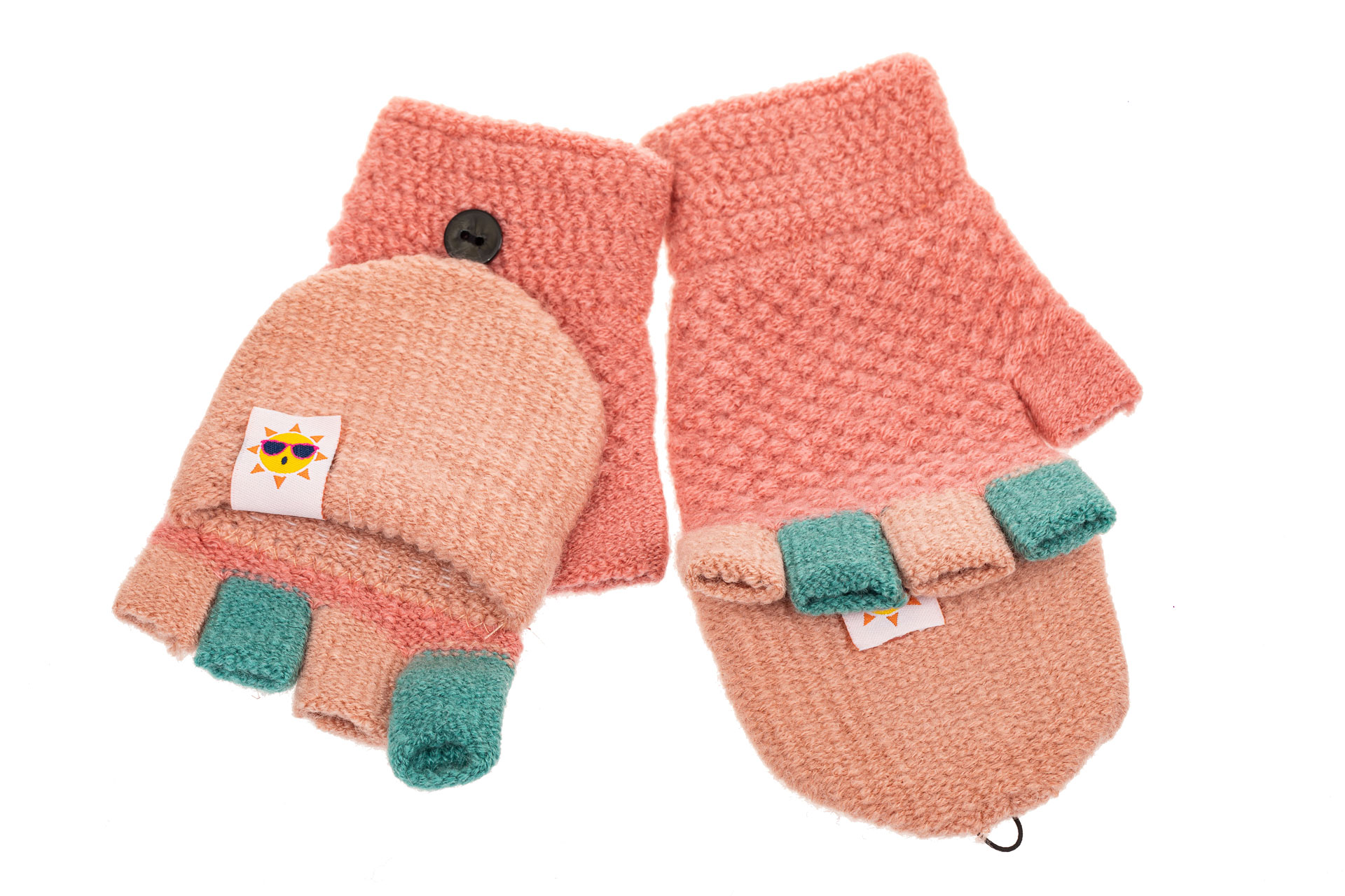 На фото 2 - Перчатки без пальцев женские, митенки, цвет розовый
