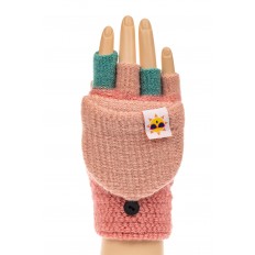На фото 3 - Перчатки без пальцев женские, митенки, цвет розовый