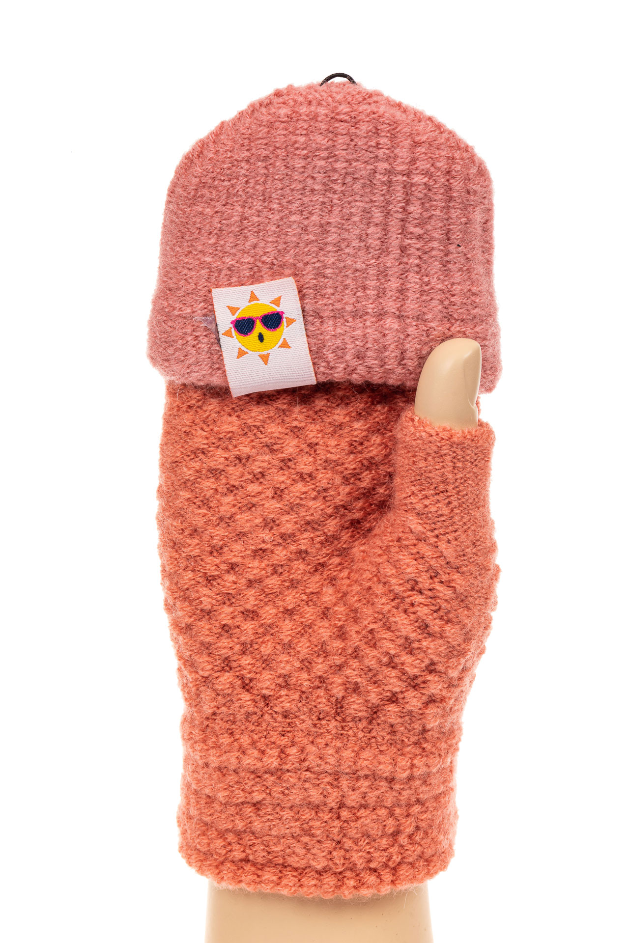 На фото 1 - Перчатки без пальцев женские, митенки, цвет рыжий