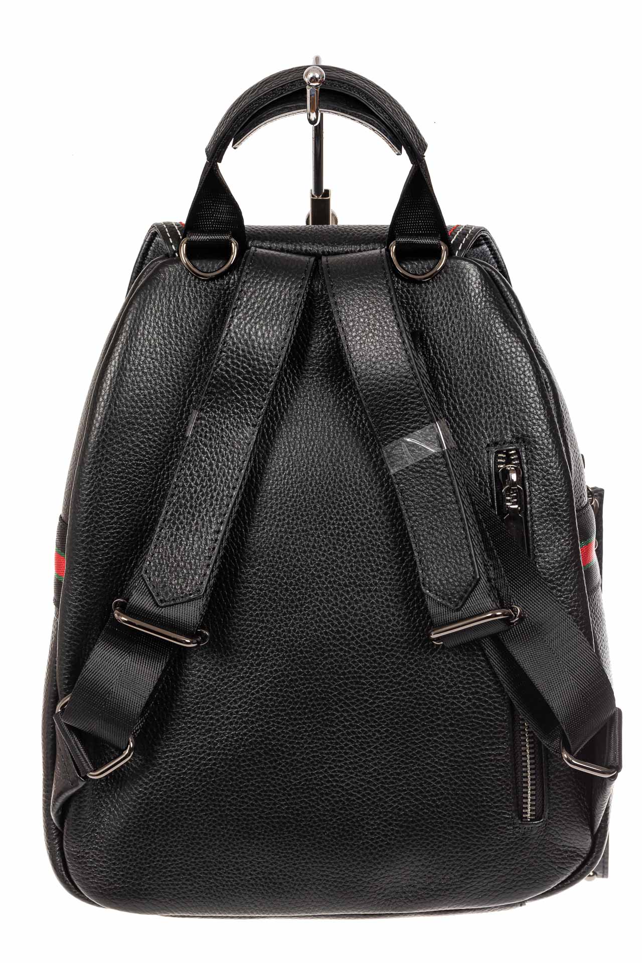 На фото 3 - Женский рюкзак из кожи, черный с белым