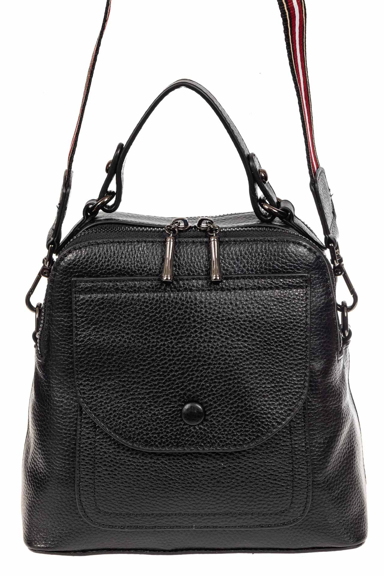 На фото 2 - Женский рюкзак трансформер из натуральной кожи, цвет черный 