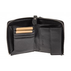 На фото 2 - Женский кошелек-портмоне из натуральной кожи, цвет черный