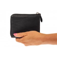 На фото 3 - Женский кошелек-портмоне из натуральной кожи, цвет черный
