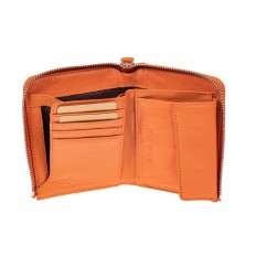 На фото 2 - Женский кошелек-портмоне из натуральной кожи, цвет оранжевый