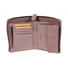 На фото 2 - Женский кошелек-портмоне из натуральной кожи, цвет пудра